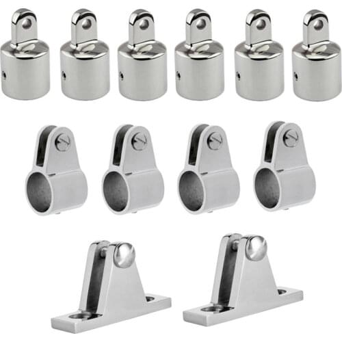 12 Pcs Boat Bimini Top Fittings Set 3 Bow 7/8'' 316 Marine Stainless Steel
