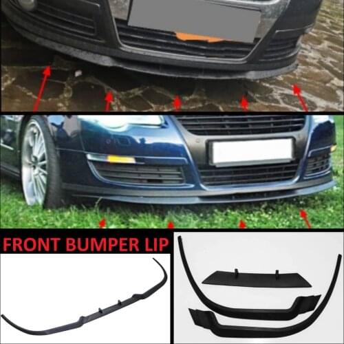 For Volkswagen Passat B6 CUPRA R Front Bumper Lip Universal 3pcs Diffuser Black Bumper Lip Spoiler Body Kit Tuning Protector