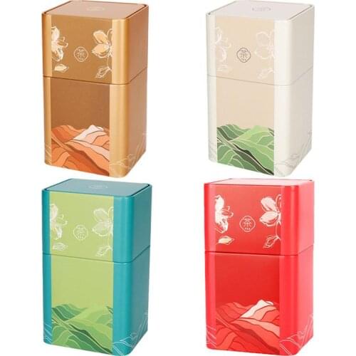 4pcs Iron Tea Canister Square Tea Sealed Box Coffee Candy Storage Jar Green Tea Packing Tank Organizer
