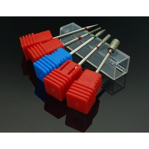 6 Types Diamond Nail Drill Bit 3/32" Rotary Manicure Cutters Bits For Cuticle Nail Drill Accessories Nail Mill Tools