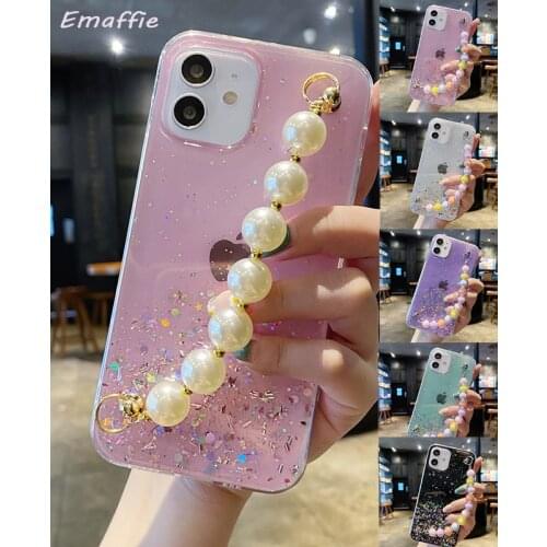 Bracelet Chain Phone Case for Huawei P50 Pro P40 Lite E P30 P20 Plus P Smart Z 2019 2020 2021 2018 Y5P Y6P Y78 Y8P Glitter Cover