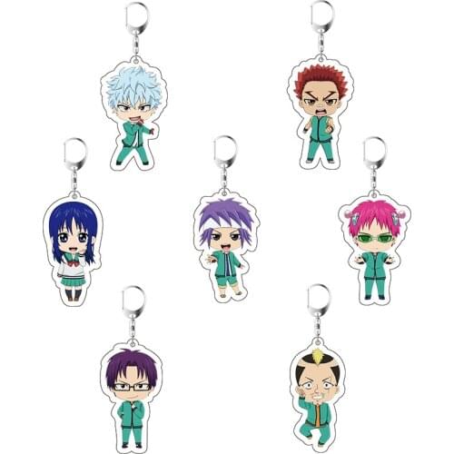 Anime The Disastrous Life of Saiki Kusuo Key Chain Pendant Acrylic Keychain Cartoon Figure Keyring