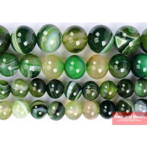 Free Shipping Natural Stone Yellow Green Stripe Agates Round Loose Beads 4 6 8 10 12MM Pick Size For Jewelry Making SAB51