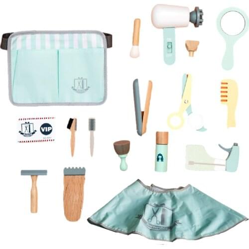 Wooden Simulation Makeup Hairdressing Tools Pretend Haircut Toys Simulation Hair Dryer Comb Pretend To Play Childrens Play Toys