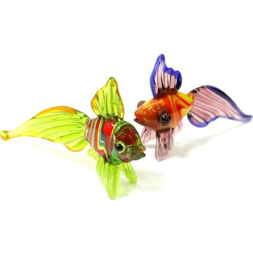 Murano Glass Tropical Fish Figurine Colorful Cute Vivid Simulation Sea Animal Craft Ornament Home Aquarium Decoration Collection