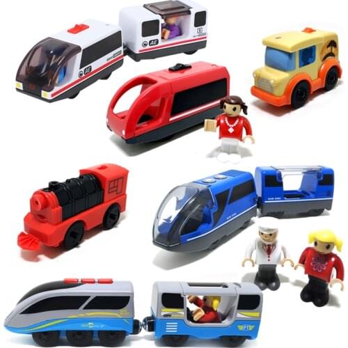 Childrens electric rail train toy magnetic slot die-cast electronic toy birthday gift for children wooden track