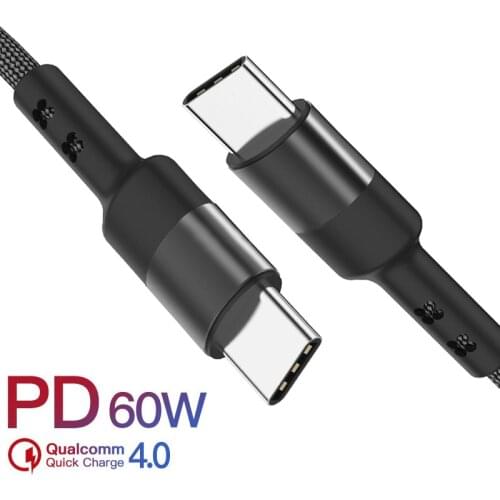 JUSFYU 60W USB C to USB Type C Cable Quick Charge PD Type-c Cable For Huawei Samsung Xiaomi QC3.0 Cord Type-C Devices charging