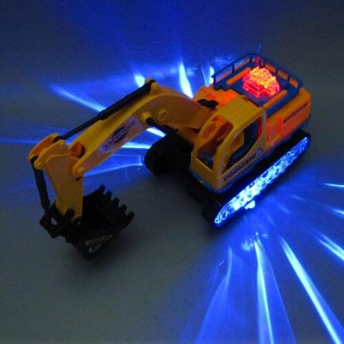 360 Rotation Electric Excavator Construction Car with Music LED Kids Educational Toys for Children Gift