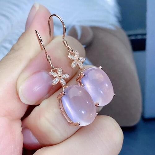 Best Gift Natural and Real Rose Quartz Earring Natural And Real 925 sterling silver Rose Quartz Earring