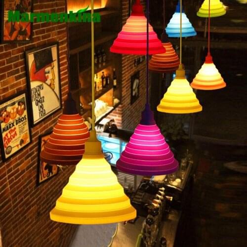 Marmenkina DIY Colorful Silicone Pendant Lights Collapsible/Folding Pendant Lamps E27 for Home Bar childrens room window light
