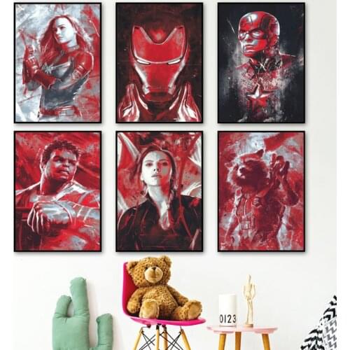 Marvel Movie The Avengers Endgame Art Posters And Prints Iron Man Hulk Superhero Wall Pictures On Canvas Painting For Kids Room