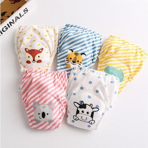 Reusable Washable Cloth Diaper Cotton Waterproof Baby Diaper Cute Training Potty Pants Underwear Infant Children Nappy Diapers
