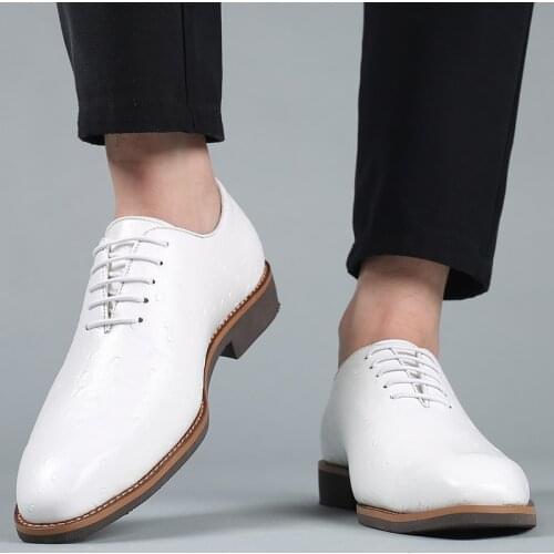 M-anxiu 2021 Fashion Men Casual Pointed Shoes Leather Shoes Wedding Flat Dress Party Shoes Men Fashion Business Shoes