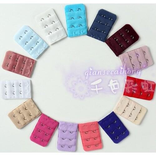 Stainless Steel Bra Strap Extender 2 Row 3 Hook Bra Extension Elastic Adjustable Clasp Bar Strap Womens Bra Accessories 20pcs