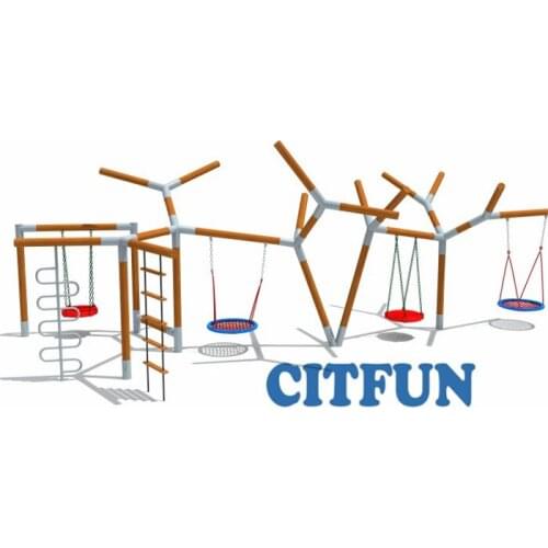 New Design combination childrens outdoor fitness ,swing and climber playground equipment OP18-267D