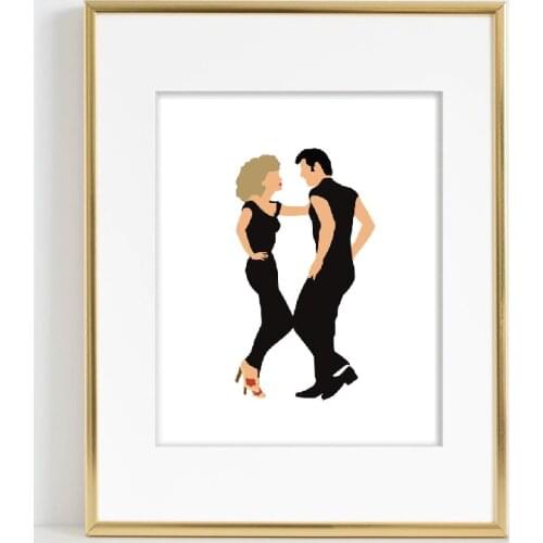 Olivia Newton and John Travolta Canvas Prints THE Movie Grease Sing A Long Vintage Poster Painting Home Wall Decor