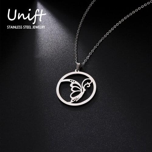 Unift Simple Butterfly Pendant Necklace Stainless Steel Butterflies Choker Fashion Boho Jewelry Animal Womens Accessories Gifts