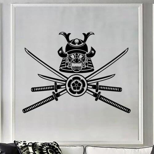 Removable Home Vinyl Decal Samurai Warrior Japanese Mask Wall Stickers Art Living Room Cut Wall Paper Home Decoration Mural A-24