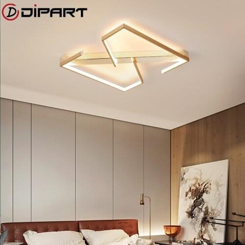 Modern Gold Ceiling Lights Aluminum LED Light For Bedroom Kitchen Corridor Study Creative Square Dimmable with Remote Control