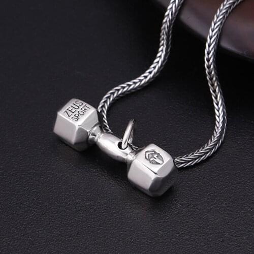 925 Sterling Silver Jewelry American Popular Simple Dumbbell Letter Men And Women Pendant Thai Silver Fashion Retro Pendant
