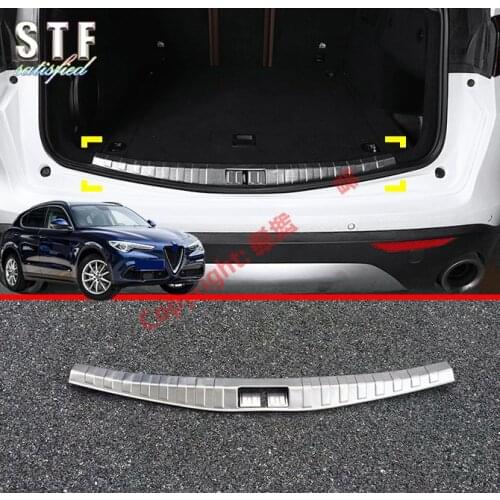 Stainless Steel Interior Rear Bumper Protection Trunk Sill Decorative Plate Pedal For Alfa Romeo Stelvio 2017 2018 2019