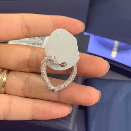 Brand 1:11 Piece New Fashion White Mono Love Heart Earring Pave Zirconia for Women Yacht Club Series Jewelry