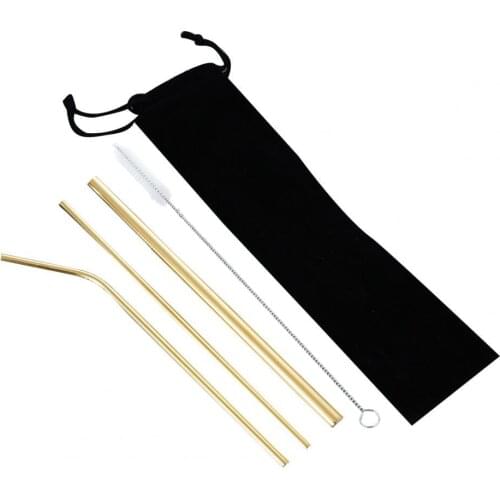 1 Set Drinking Straw Food Grade Corrosion Resistant Stainless Steel Rainbow Color Reusable Metal Straw for Party Drinking Straw