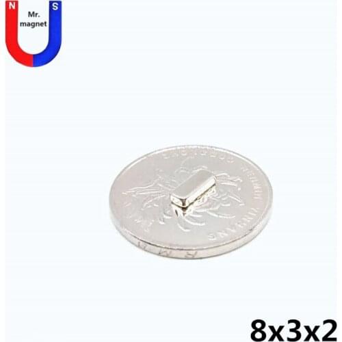 100/500/2000pcs 8x3x2 N42 Super Strong Block Square Rare Earth Neodymium Magnets 8 x 3 x 2mm Mini small cuboid magnet 8*3*2mm