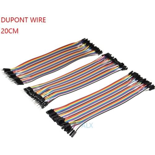 120pcs 20CM 40PIN DUPONT LINE MALE TO MALE + FEMALE TO FEMALE + MALE TO FEMALE 40p jumper wire CONNECTOR cable FOR PCB ARDUINO
