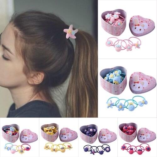 20pcs Girls Hair Bands Rubber Bands with Gift Box Cartoon Kids Elastic Hairband Infant Scrunchies Headwear Children Headband