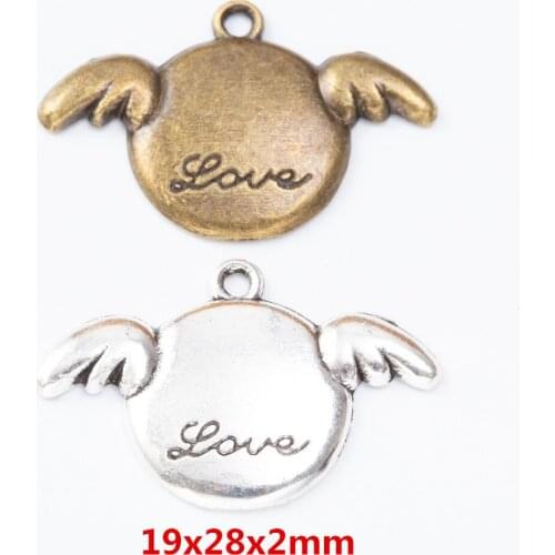 40 pieces of retro metal zinc alloy Wing pendant for DIY handmade jewelry necklace making 7407