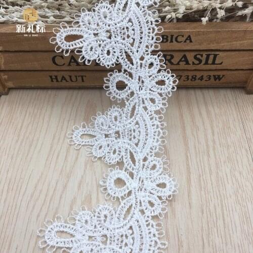 15Yards Clothes Accessories White Embroidered Flower Scallop Lace Trim Black Ribbon DIY Garment Supply Sewing Materials