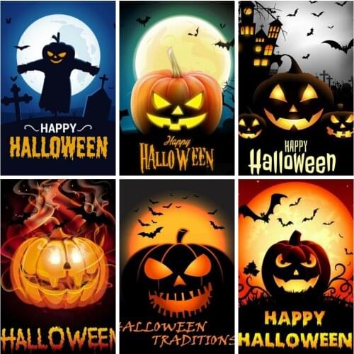 Huacan 5D DIY Diamond Painting New Arrivals Pumpkin Diamond Mosaic Embroidery Halloween Beaded Pictures Home Decoration