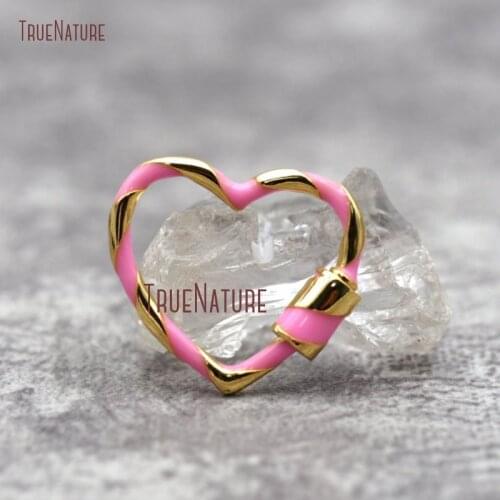 Turquoises Enamel Carabiner Heart Lock Pink Handmade Quick Screw Clasp 14k Gold Carabiner Lock Finding Jewelry FC28655