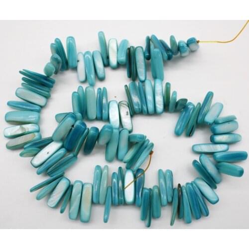 Wholesale Natural blue Branelli Shell Irregular Stick Shape Gravel 13-15mm Beads for Jewelry Making DIY Bracelet Necklace 15