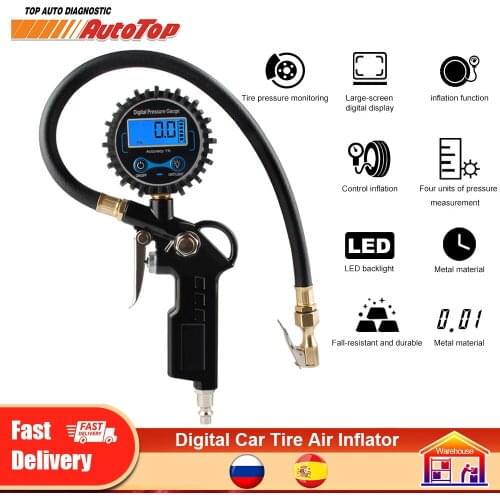Digital Car EU Tire Air Pressure Inflator Gauge LCD Display LED Backlight Vehicle Tester Inflation Monitoring Manometro