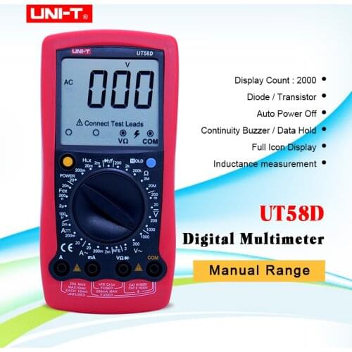 UNI-T Digital Multimeter UT58D AC/DC Volt Amp Ohm Capacitance Inductance Tester 20A