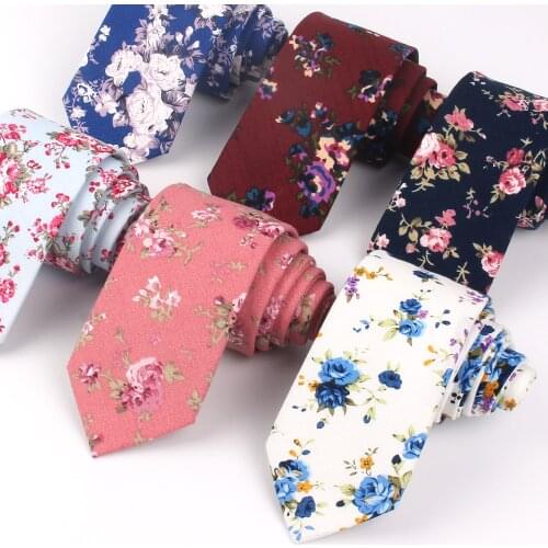 Floral Print Neck Ties For Men Women Casual Cotton Necktie for Wedding Business Suits Skinny Tie Slim Men Necktie Gravatas