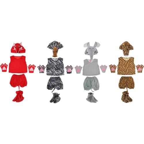 4 Sets Kids Animal Costume Set Hat Top Shorts Gloves Shoes Party Halloween