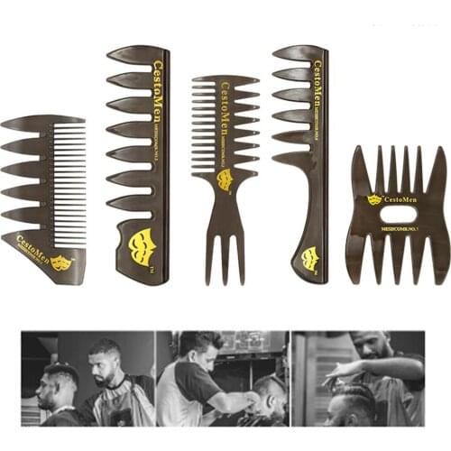 Mens Oil Head Comb for Curly Hair Professional Large Wide Tooth Back Head Brush Fluffy Comb High Texture Hair Styling Tools