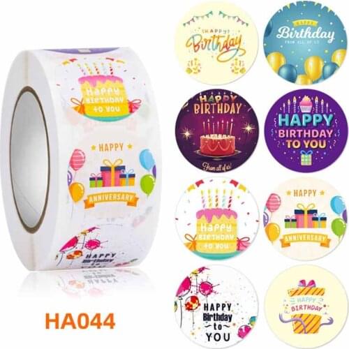 500pcs 3 designs Happy birthday stickers for Party gift package sealing labels Kids classic toys Stationery Scrapbook decor