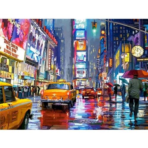 GATYZTORY 60x75cm Painting By Numbers Rainy Street Scene Paint By Numbers On Canvas DIY Number Painting Landscape Home Decor