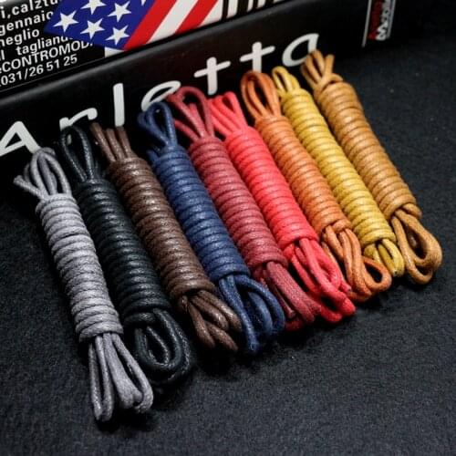 Cotton Waxed Shoelaces Round Oxford Shoe laces Boots Laces Waterproof Leather Shoelace Length 60/80/100/120/140/180cm 1Pair