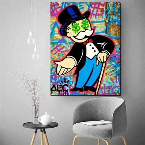 Canvas HD Prints Alec Monopoly Poster Wall Art Graffiti Home Decoration Money Eyes Painting Modular Picture Living Room Frame