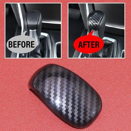 JEAZEA 1x Gear Shift Knob Cover Trim Sticker ABS Carbon Fiber Style Control Position Decoration Fit for Honda 10th Accord 2018