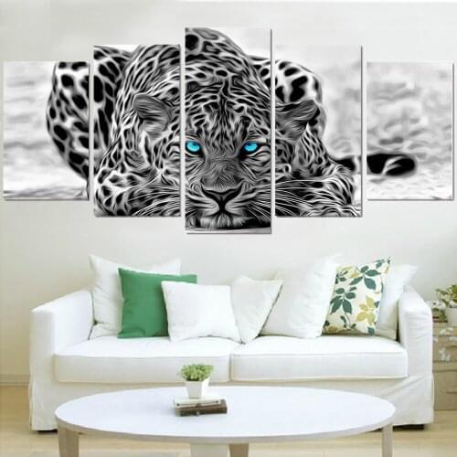 Wall Art Canvas Painting Gate Pictures 5 Pieces Modern Cheetah Abstract Posters Home Decor For Living Room Modular Picture