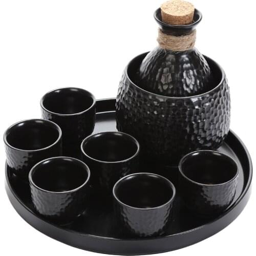Ceramic White Black Simple Rustic Sake Cups Set Mens Gift Set Luxury Creative Gift Chopeira Portatil Household Products Ec50jj