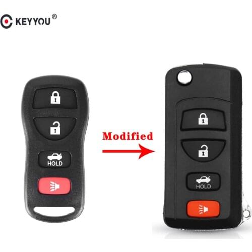 KEYYOU Modified Filp Folding Remote Key Shell For Nissan Armada Sentra 350Z 2003 2004 2005 2006 2007 Fob 4 Buttons Car Key Case