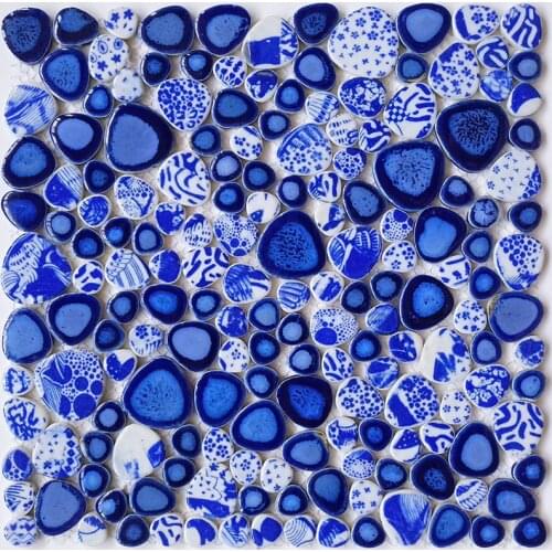 China blue white Porcelain Glazed Ceramic mosaic tiles for Bathroom Shower kitchen backsplash swimming pool Wall Floor tiles