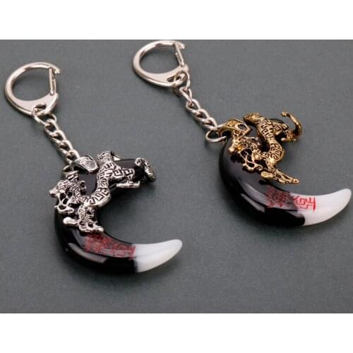 Wolf Tooth Pendant Keychain Vinking Keyring Men Porte Clef